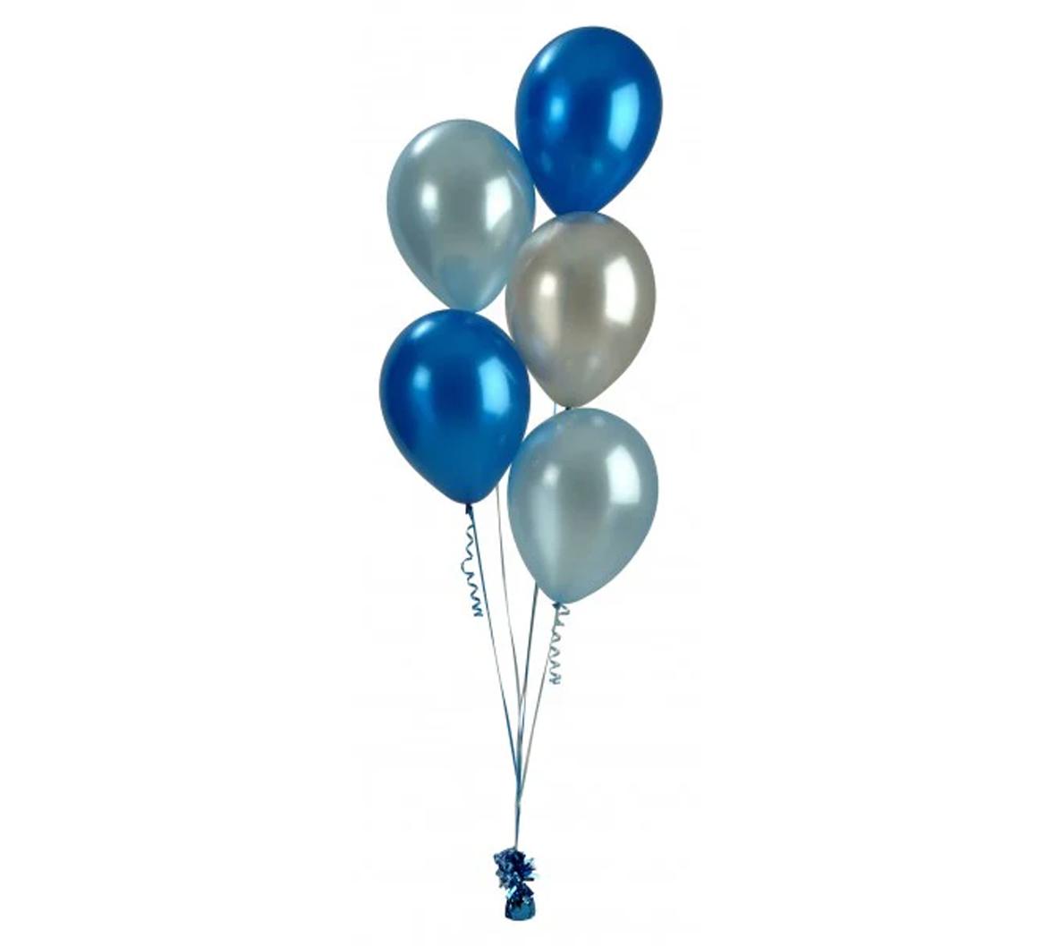 Five helium balloon bundle of 11" latex balloons